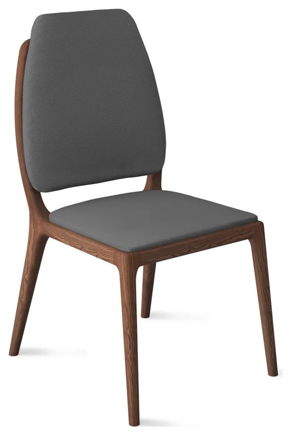 Fausto Leather Seat With Walnut Color Ash Legs Anthracite Dc   Midcentury   Dining Chairs   by Peachtree Fine Furniture  Houzz