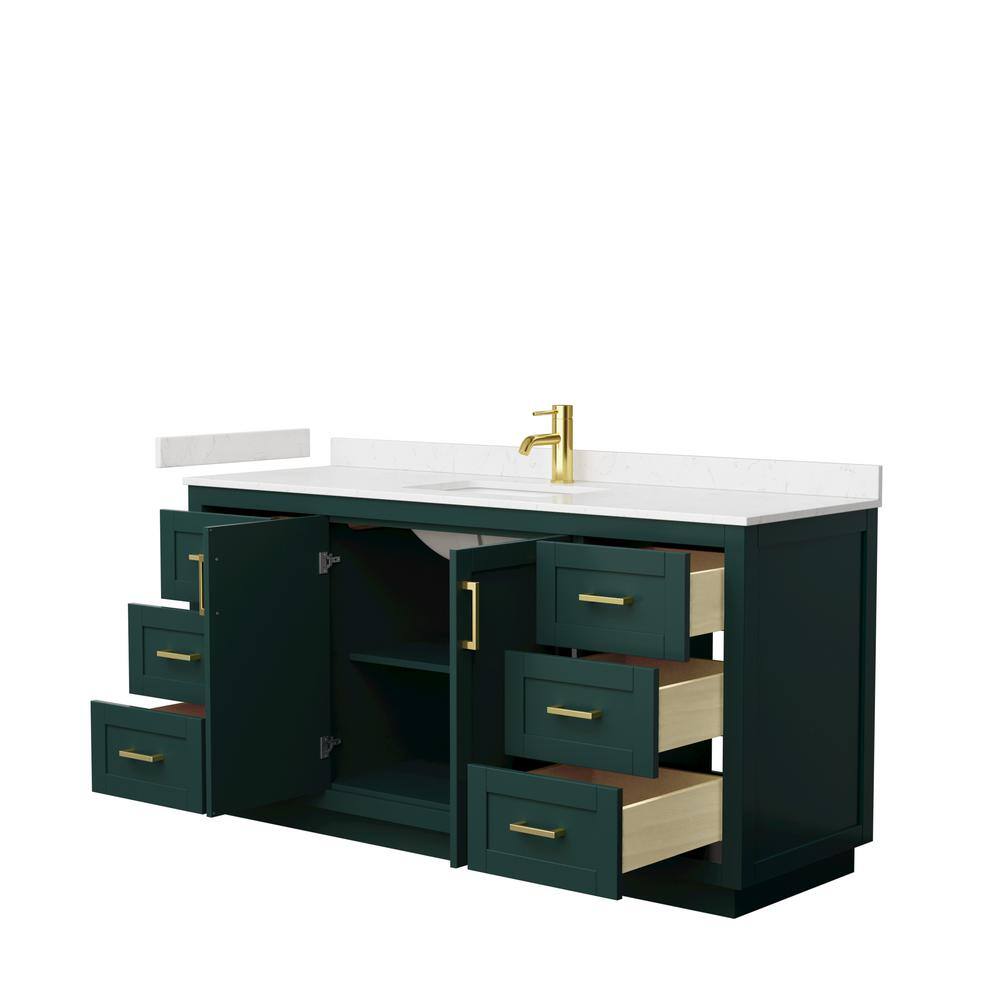 Wyndham Collection Miranda 66 in. W x 22 in. D x 33.75 in. H Single Bath Vanity in Green with Carrara Cultured Marble Top WCF292966SGDC2UNSMXX