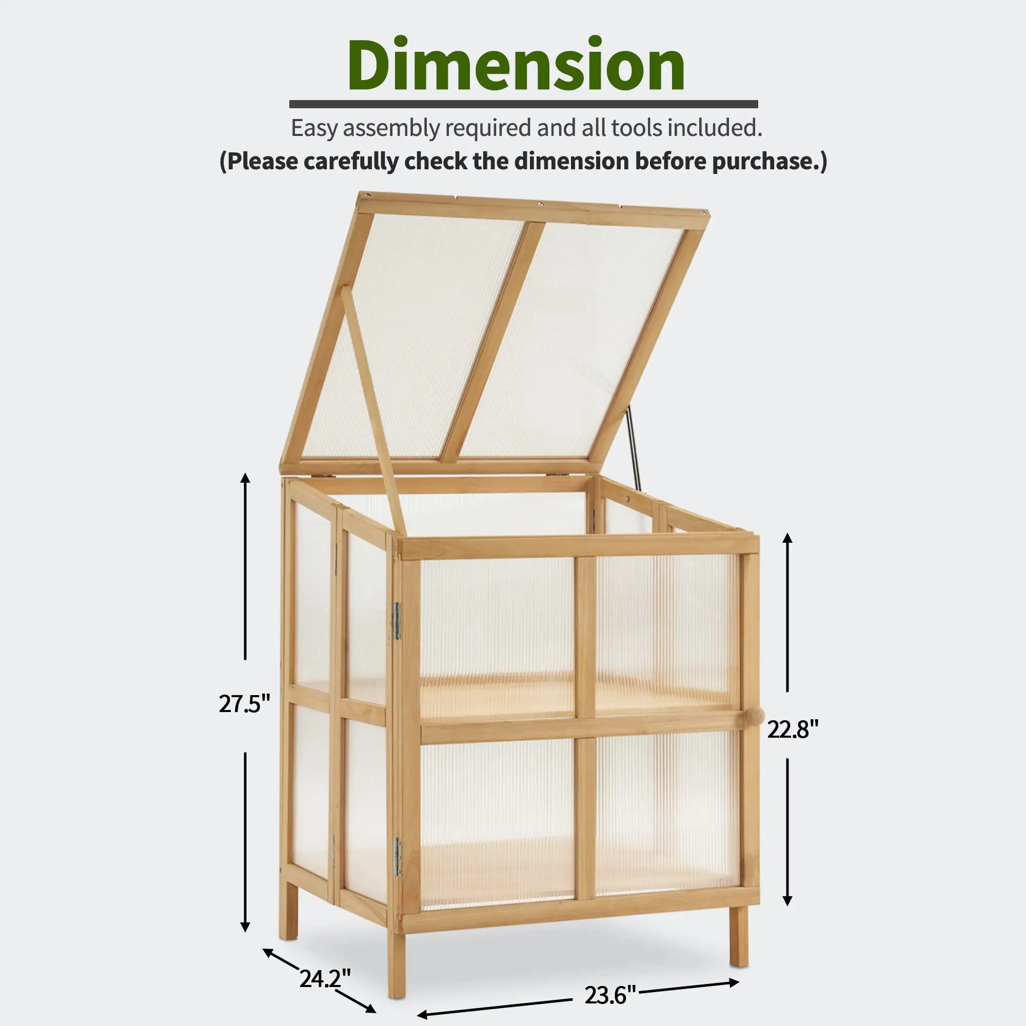 OTX 2 Tier Foldable Cold Frame Greenhouse Garden Portable Wooden Greenhouse Garden Cold Frame Raised Planter Box with Shelves