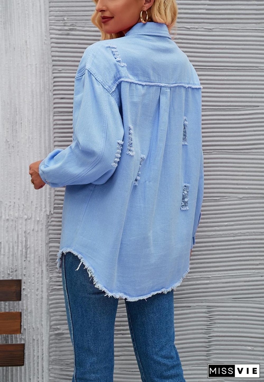 Solid Color Distressed Jacket