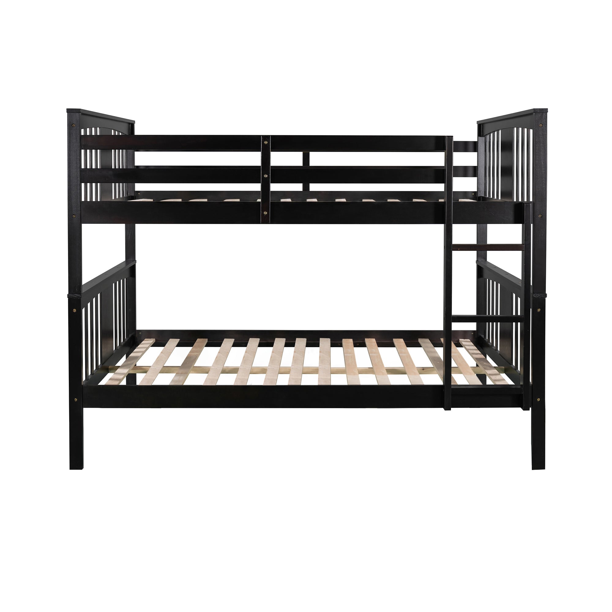 Churanty Wooden Full Over Full Bunk Bed with Safety Guardrail and Sturdy Ladder for Bedrooms Guest Rooms Dorms,Espresso