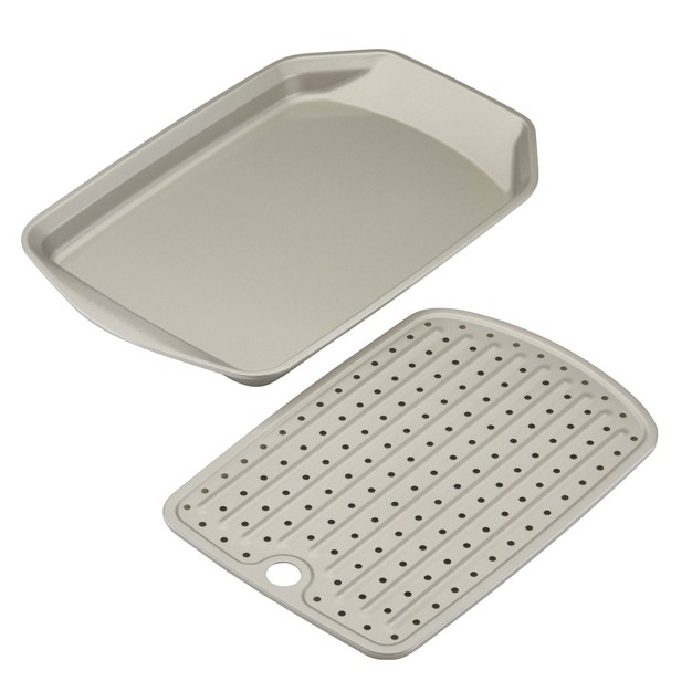 Rachael Ray 2pc Nonstick Crisp And Slide Sheet Pan Set Gray