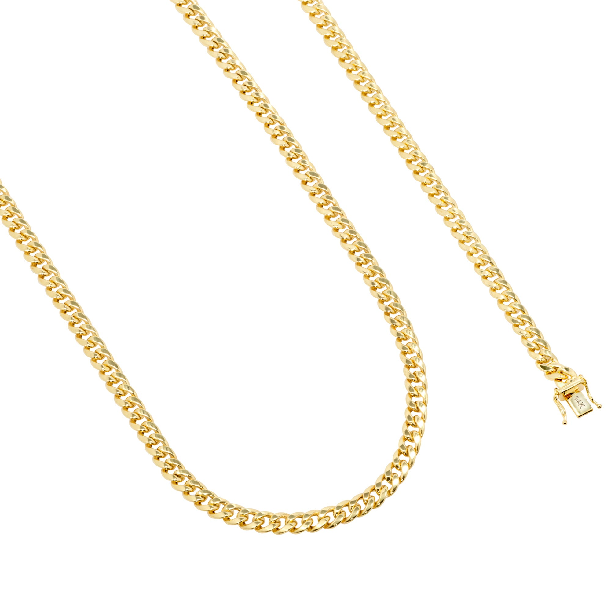 Nuragold 14k Yellow Gold 5.5mm Miami Cuban Link Chain Pendant Necklace， Mens Jewelry with Box Clasp 18