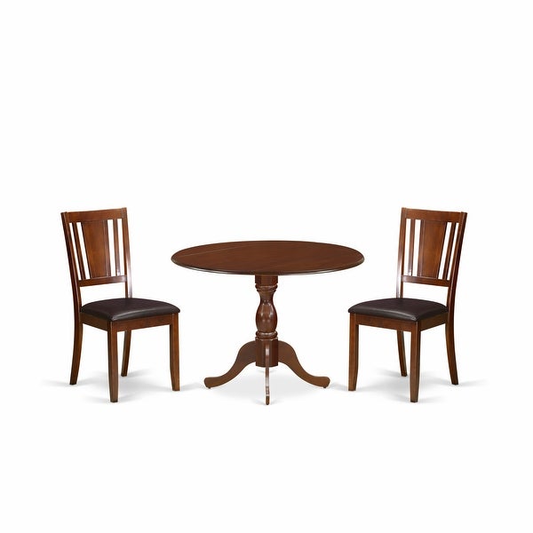 3 Piece Mid Century Dining Set - 1 Dining Table and 2 Dining Chair - Mahogany Finish (Seat's Type Options)