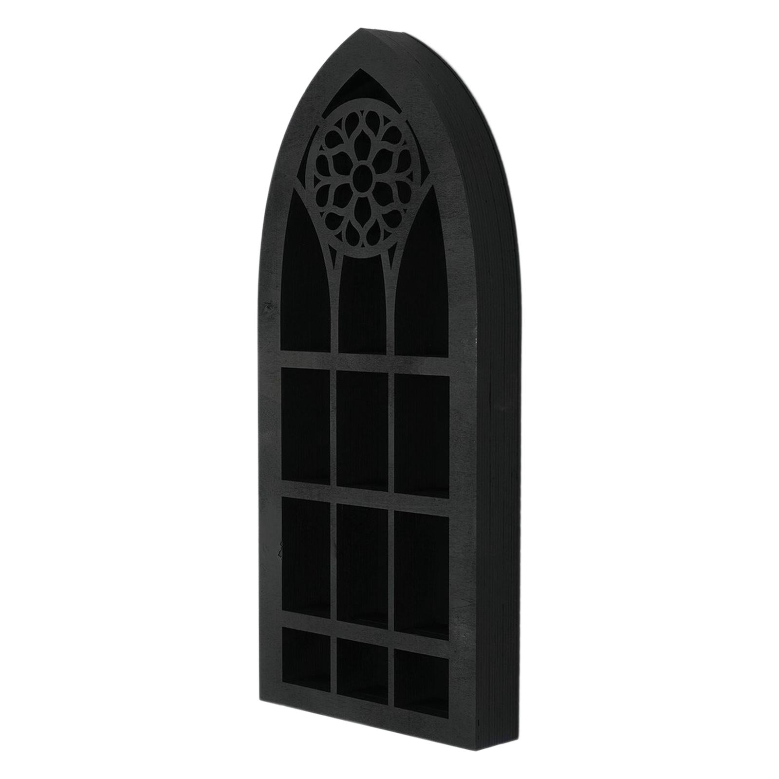 Wall Display Shelf for Collectibles Modern Church Window Design Small Wooden Shelf for Wall Figurine Display Shelf for Bathroom Living Room