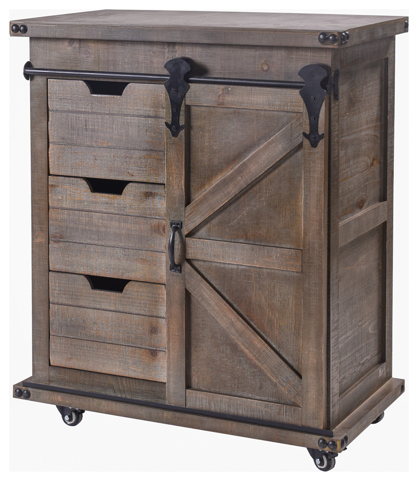 Presley 3 Drawer with Door Side Cabinet   Industrial   Accent Chests And Cabinets   by StyleCraft  Houzz