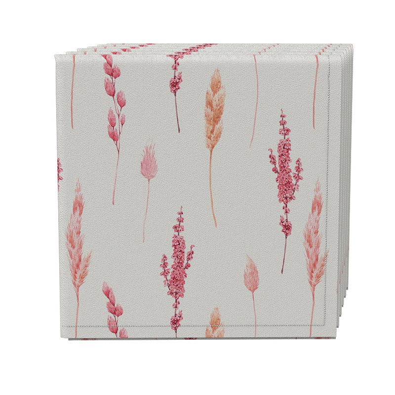 Napkin Set of 4， 100% Cotton， 20x20， Pink Botanicals