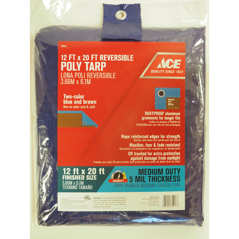 TARP POLY BLUE/BRN 12X20