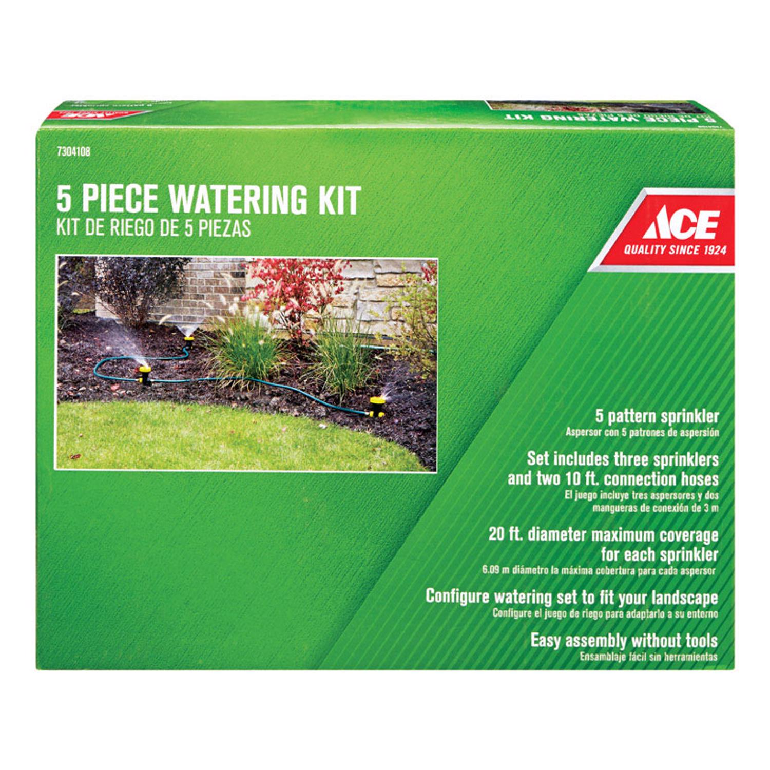 Ace Plastic Spike Base 5-Pattern Sprinkler Watering Kit 800 sq ft 5 pc