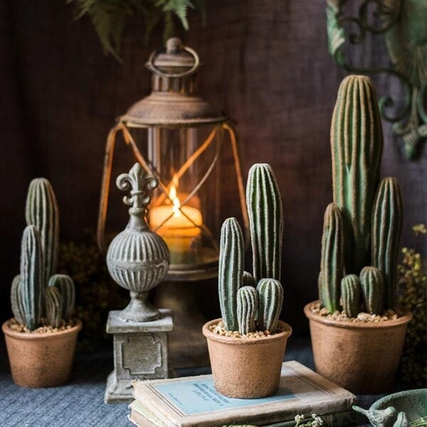 RusticReach Artificial Cactus in Brown Pot