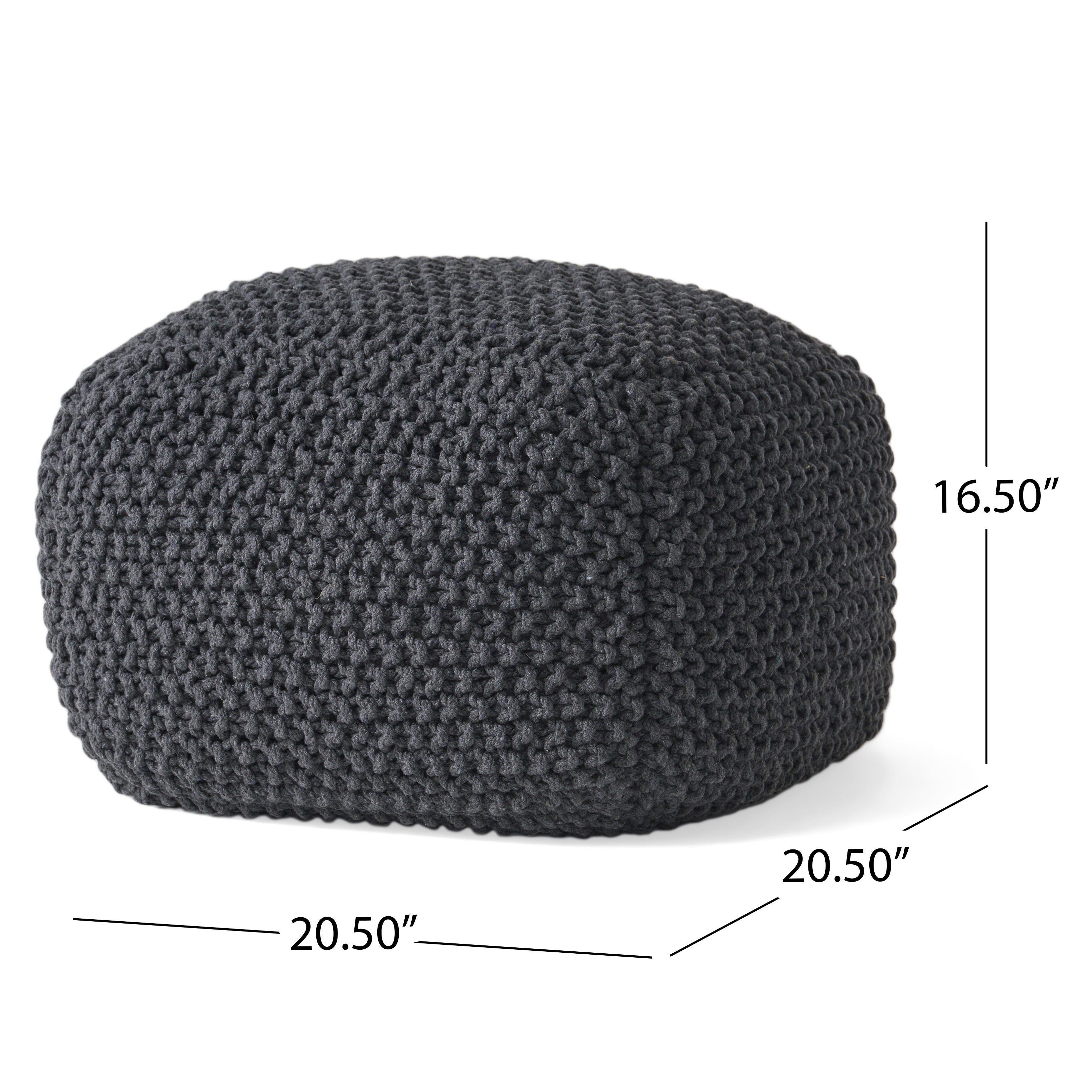 Teresa Modern Knitted Cotton Cube Pouf