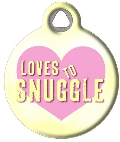 Dog Tag Art Loves to Snuggle Personalized Dog and Cat ID Tag