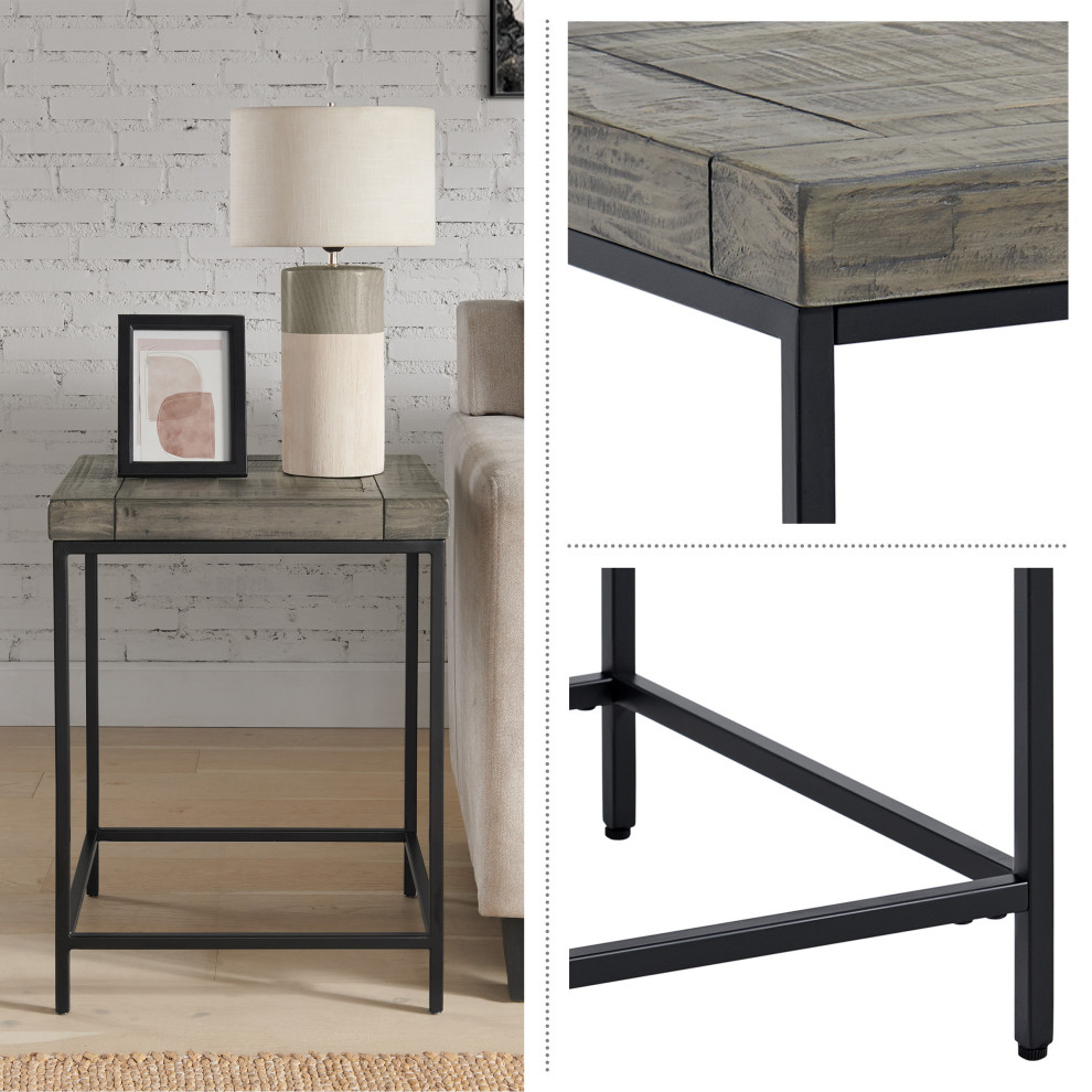 End Table   Industrial Modern Side Table with Wood Top and Metal Frame   Industrial   Side Tables And End Tables   by Trademark Global  Houzz