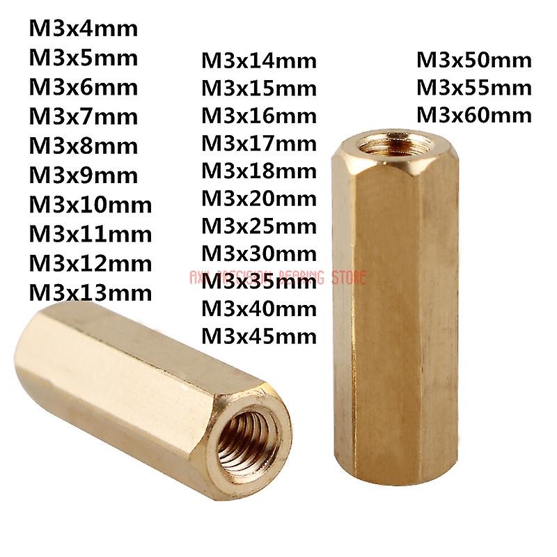 Hollow Copper Pillar M3 Pcb Mounting Posts Hexagonal Pillars M3 Double Pass M3*(4/5/6/7/8/9/10/11/12/13/14/15/16/17/18/20)