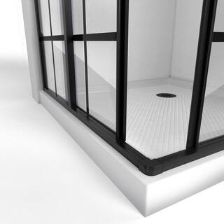 DreamLine French Corner 34-12 in. x 34-12 in. x 72 in. Framed Corner Sliding Shower Enclosure in Satin Black SHEN-8134340-89