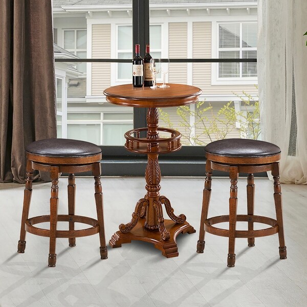 Costway Set of 2 24'' Swivel Bar Stool Leather Padded Dining Kitchen