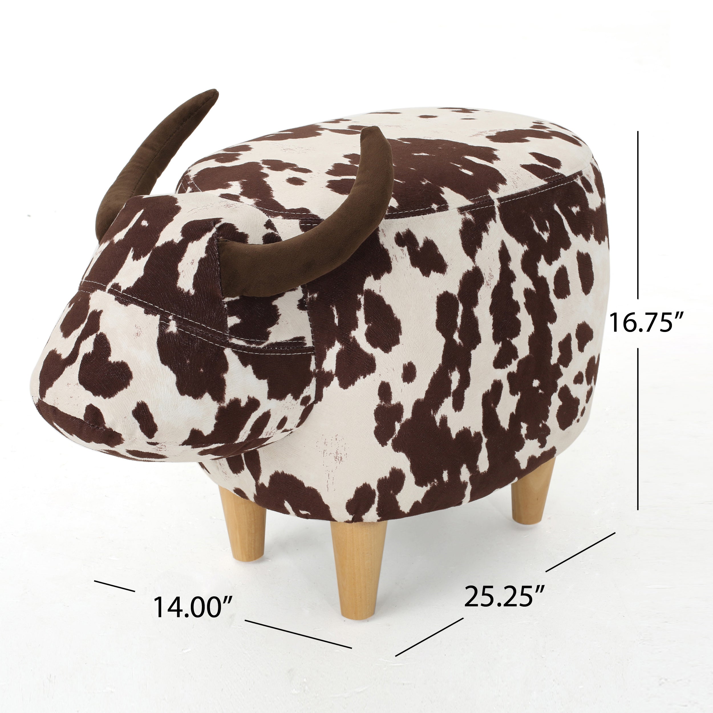 Bertha Milk Cow Patterned Velvet Ottoman