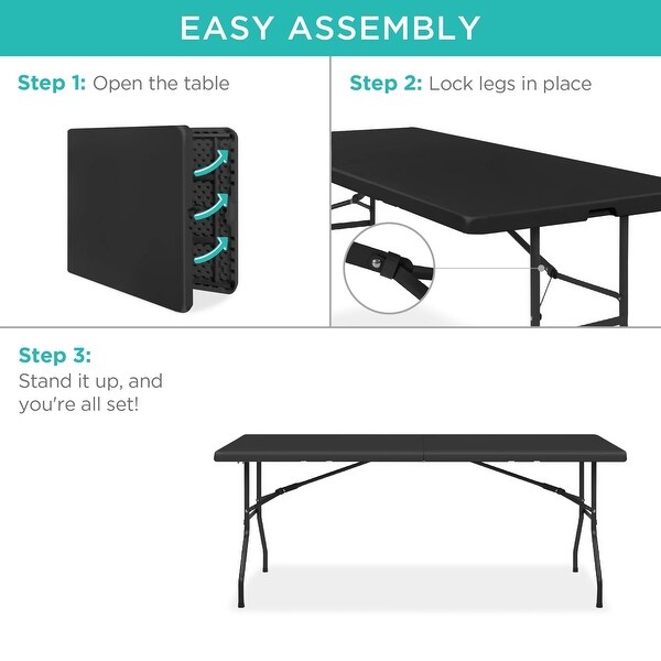 Portable Folding Plastic Dining Table w/ Handle，Lock