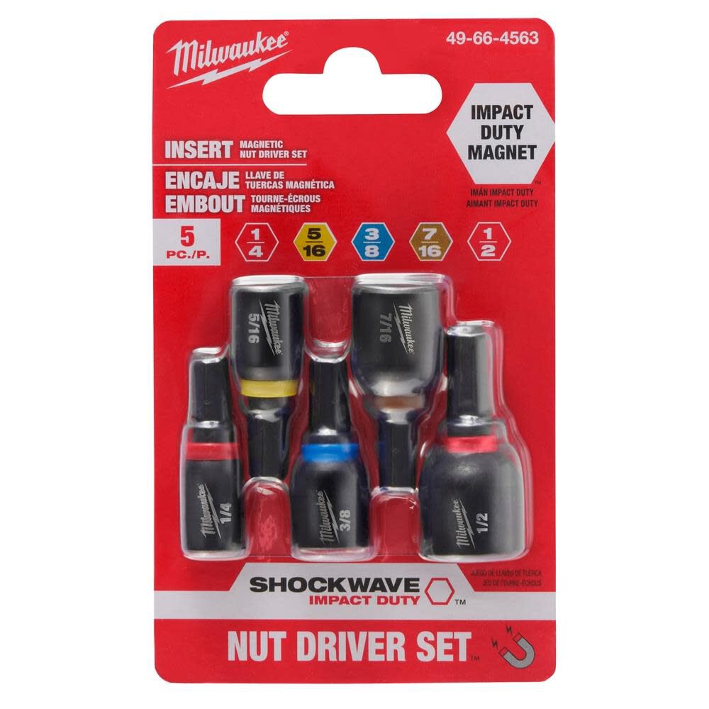 Milwaukee SHOCKWAVE Impact Duty Insert Magnetic Nut Driver Set 5PC 49-66-4563 from Milwaukee