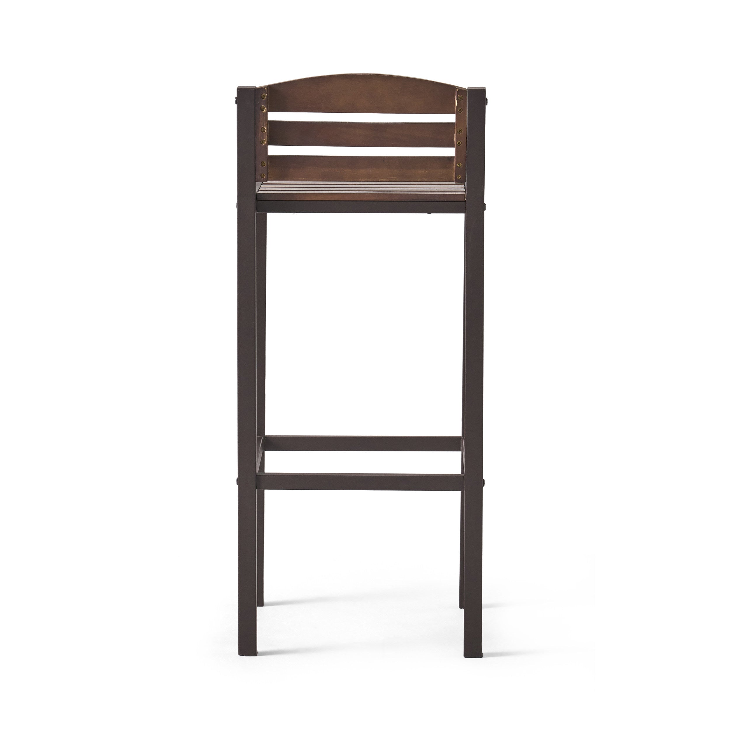 Isabel Dark Brown Acacia Wood & Rustic Metal Bar With 30-Inch Barstools