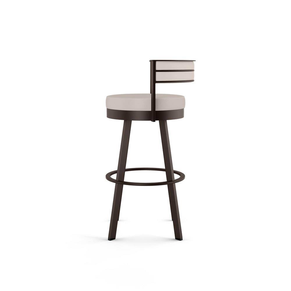 Amisco Browser 26 in. Cream Faux Leather  Dark Brown Metal Swivel Counter Stool 41542-261B75DB