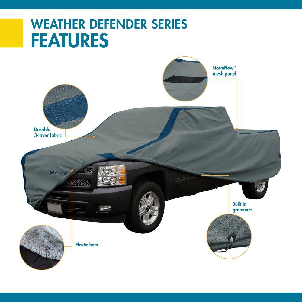 Classic Accessories Duck Covers Weather Defender 195 in. L x 58 in. W x 68 in. H Standard Cabs Truck Cover with StormFlow in Grey A3CMT197