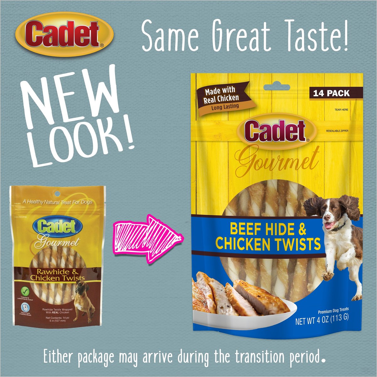 Cadet Gourmet Beef Hide and Chicken Twists Sticks Dog Treats， 5-in