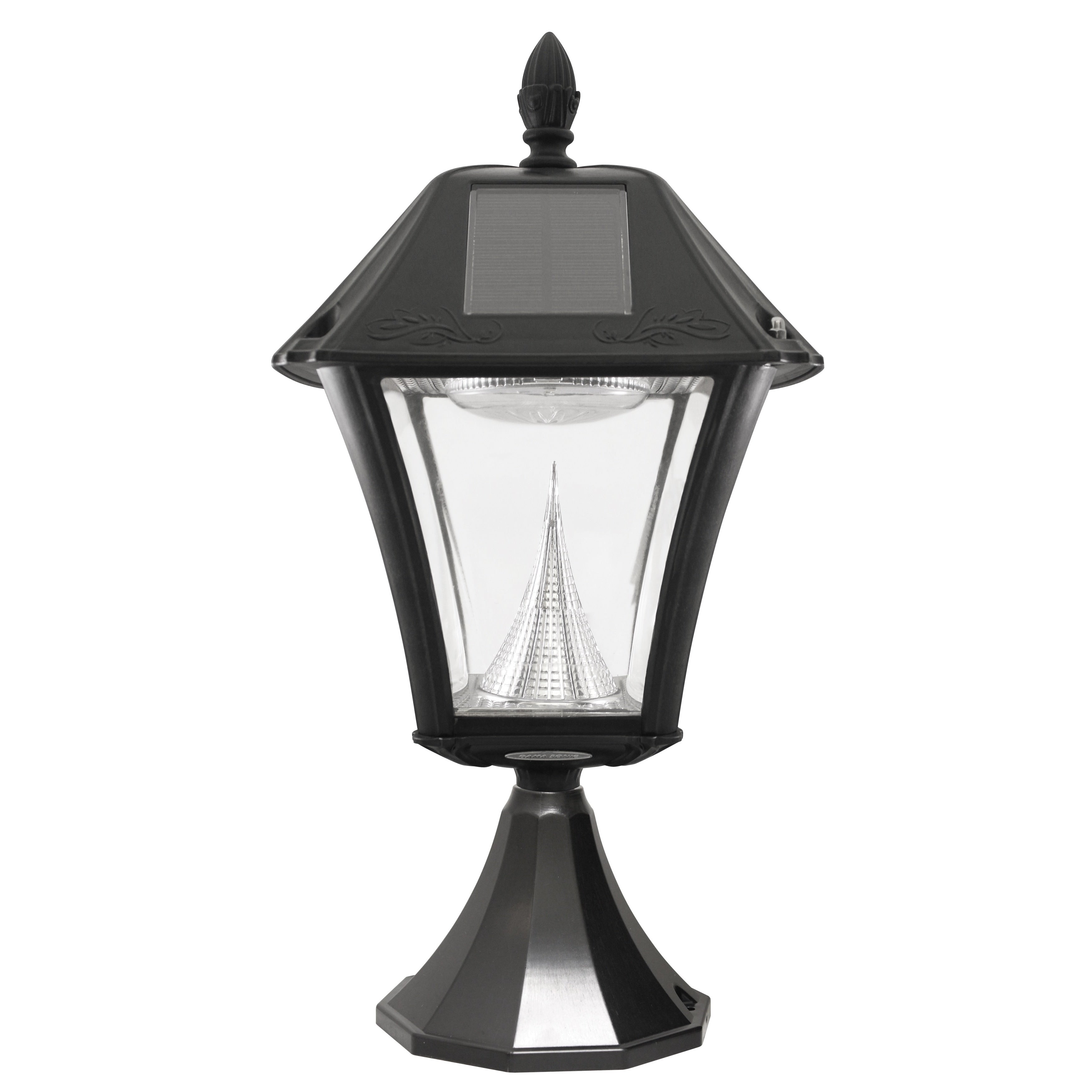 Gama Sonic Baytown II Solar Light in Bright White- Wall/Pier/ 3 Inch Fitter Mounts - Black Finish