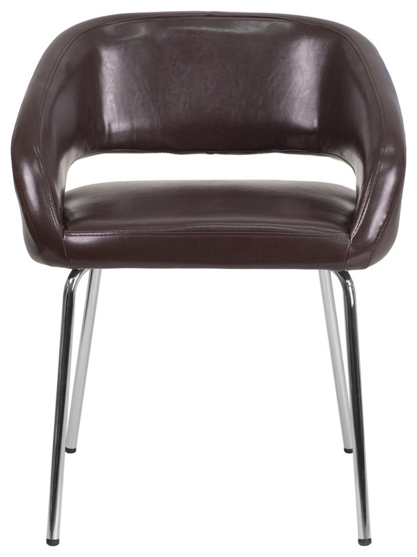 Fusion Series Contemporary Brown Leather Side Reception Chair   Midcentury   Armchairs And Accent Chairs   by ShopFreely  Houzz