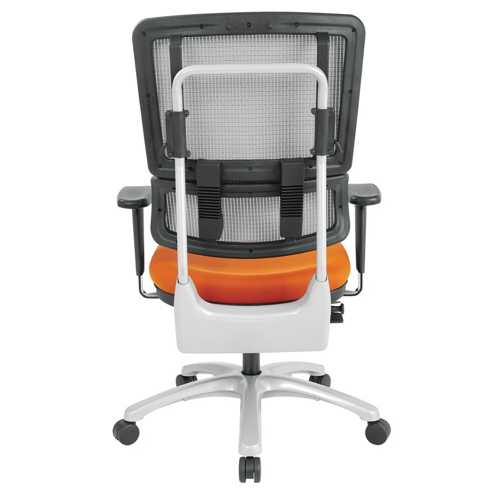 Upholstered Vertical Grey Mesh Chair with Silver Base