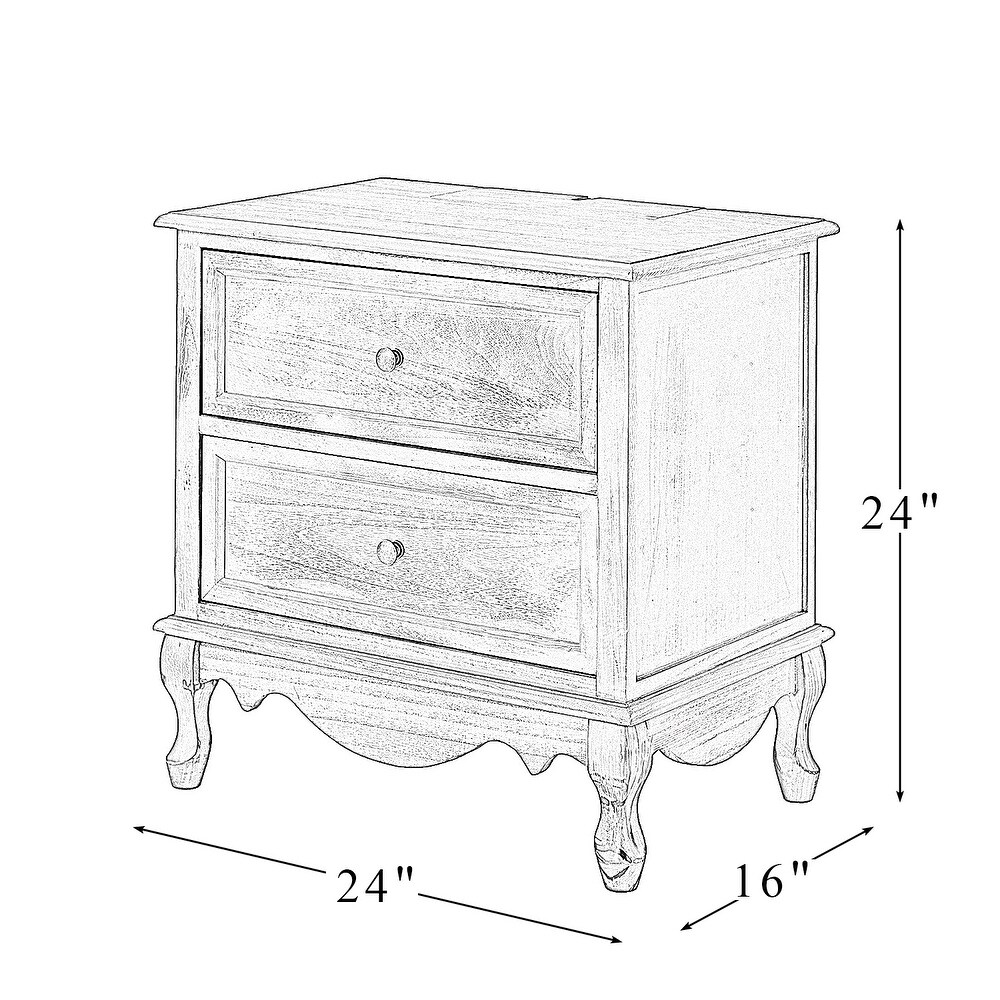 Pallantium 24'' Tall 2   Drawer Nightstand with Charging Station Set of 2 by HULALA HOME