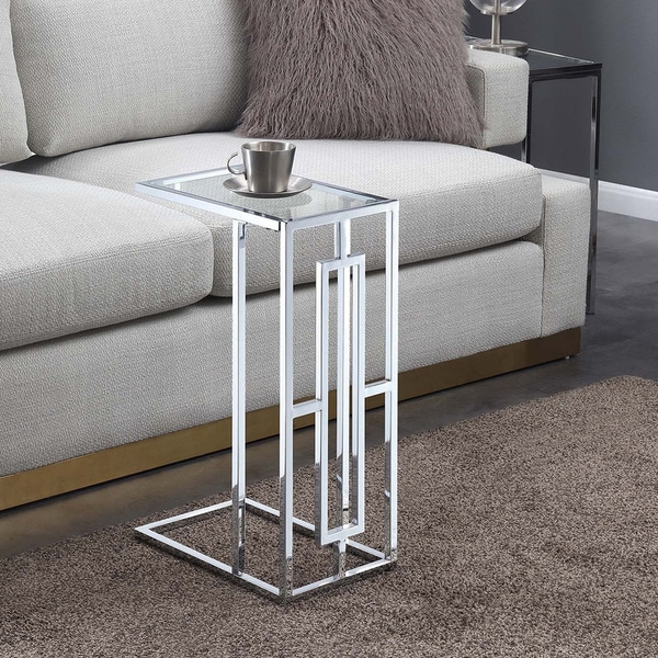 Silver Orchid Adams Square Chrome C-End Table