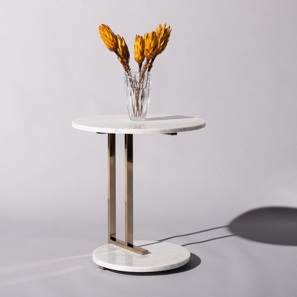 Basanti Marble End Table   Contemporary   Side Tables And End Tables   by AED Luxury Home Decor  Houzz