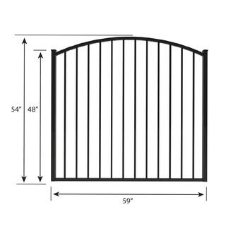 FORGERIGHT Newtown 5 ft. W x 4 ft. H Black Aluminum Arched Pre-Assembled Fence Gate 862040