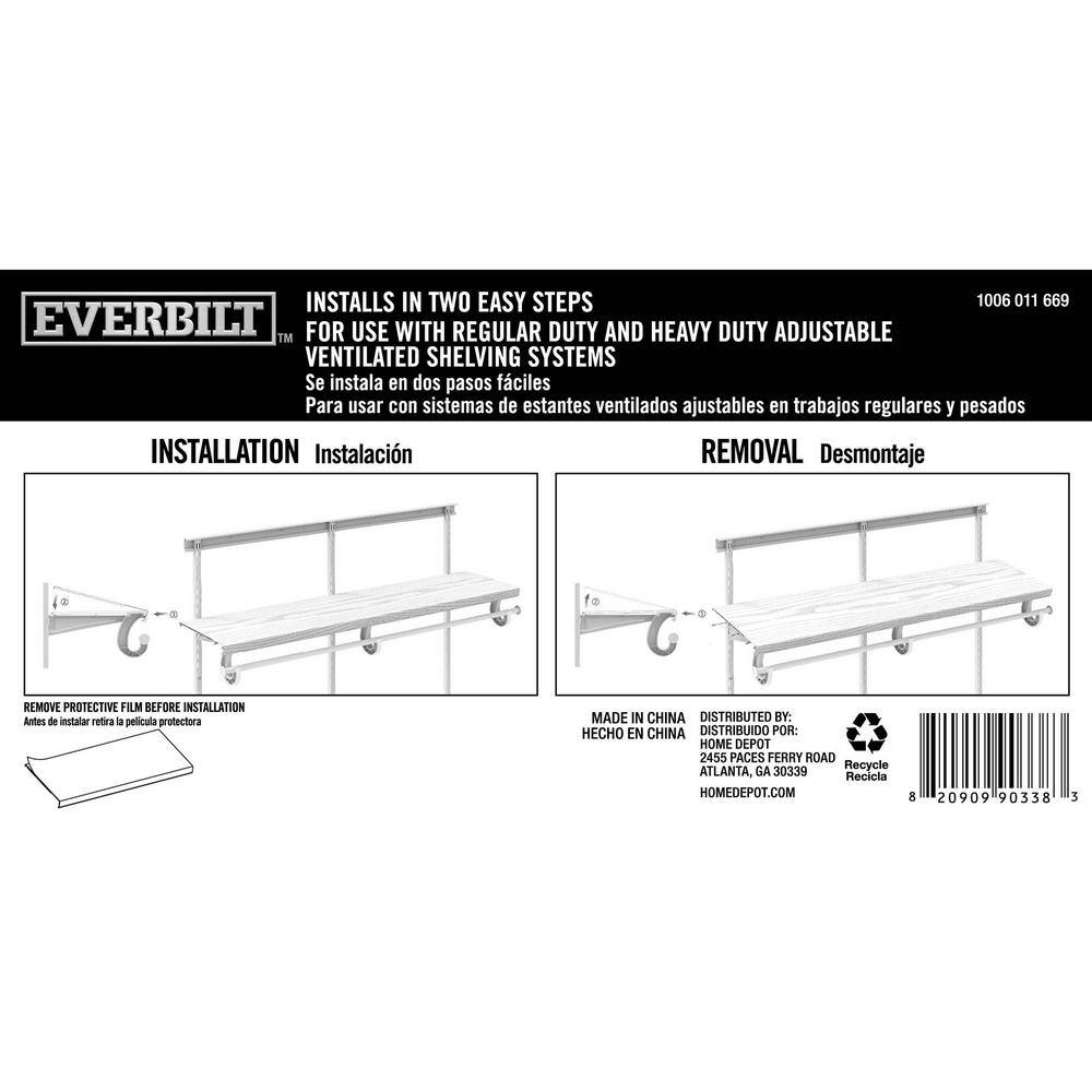 Everbilt 4 ft. x 12 in. Decorative Shelf Cover - White 90338