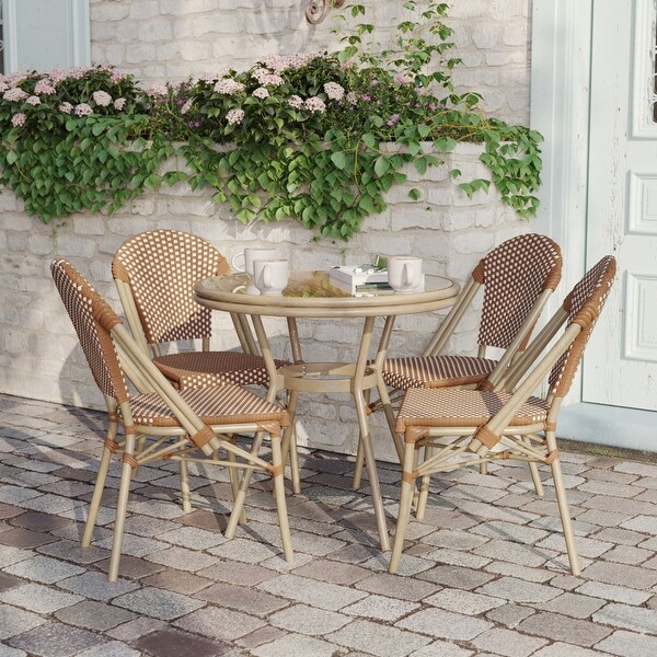 Indoor/Outdoor Commercial Bistro Set with Table and Four Chairs