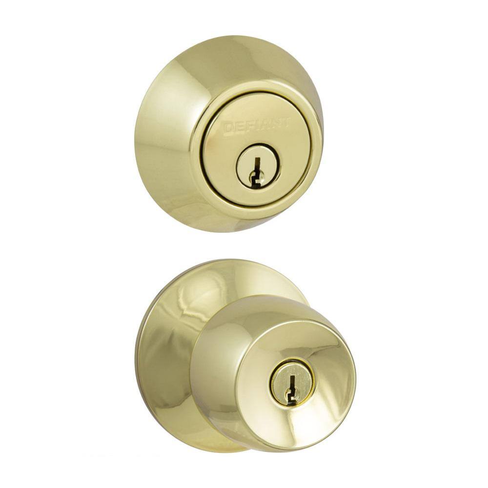 Defiant Brandywine Polished Brass Combo Pack with Double Cylinder Deadbolt 32B87D2B