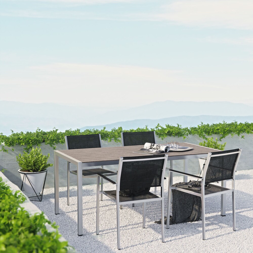 Modway Shore 5 Piece Outdoor Patio Aluminum Dining Set