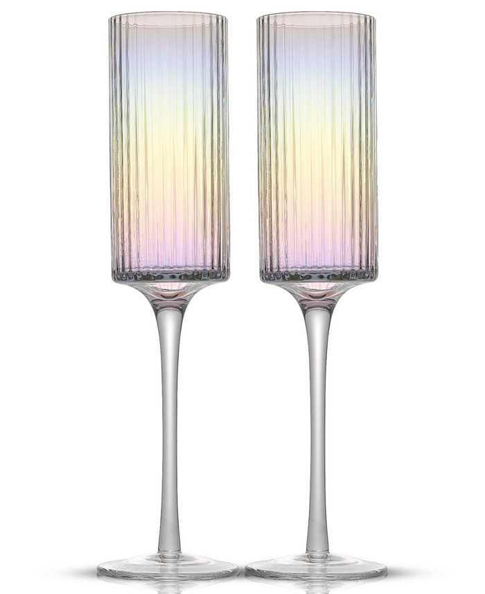 JoyJolt Christian Siriano Chroma Iridescent Champagne Flute Glasses