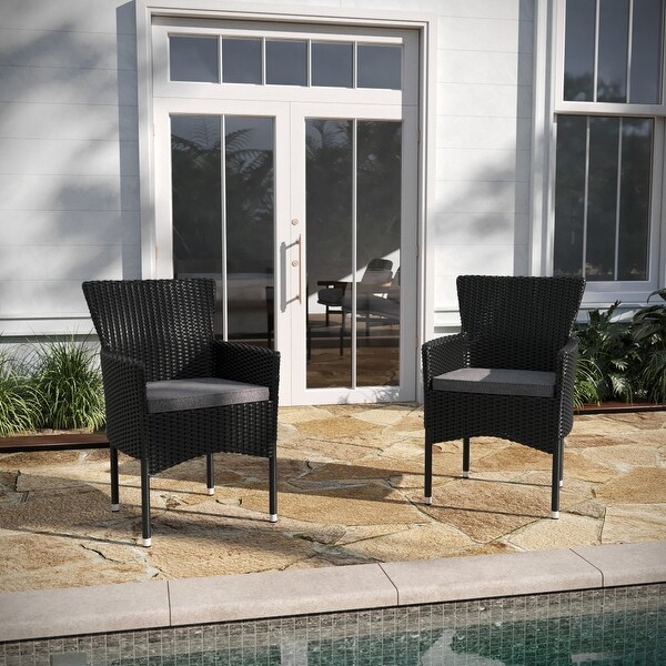 Indoor/Outdoor Wicker Wrapped Steel Frame Patio Chairs and Cushions