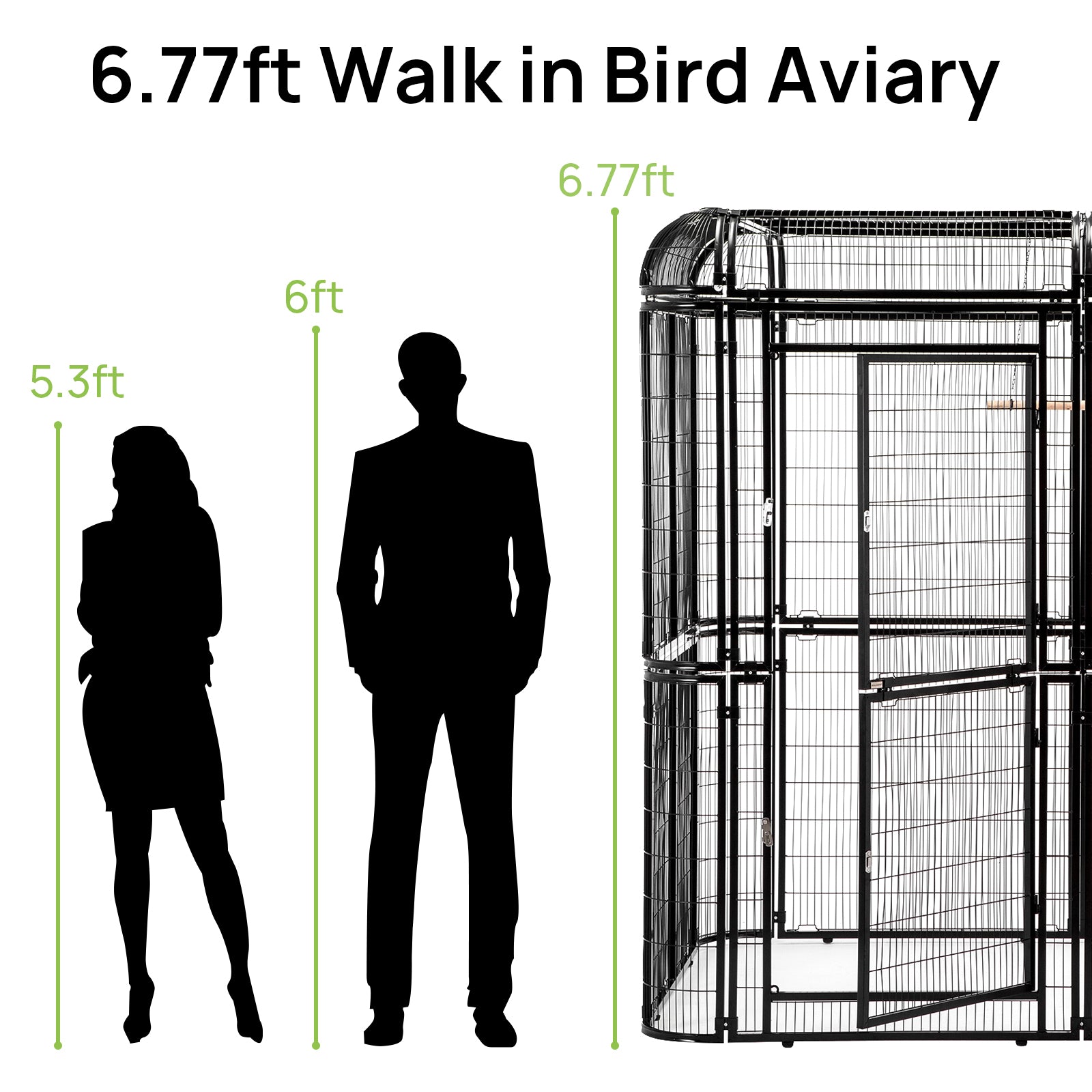 Walnest Outdoor Extra Large Bird Aviary Silver Black Large Parrots Cages Featuring Play Stand Perches Nest Habitat Garden