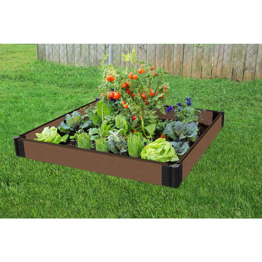 Frame It All One Inch Series 4 ft. x 4 ft. x 5.5 in. Uptown Brown Composite Raised Garden Bed 300001424