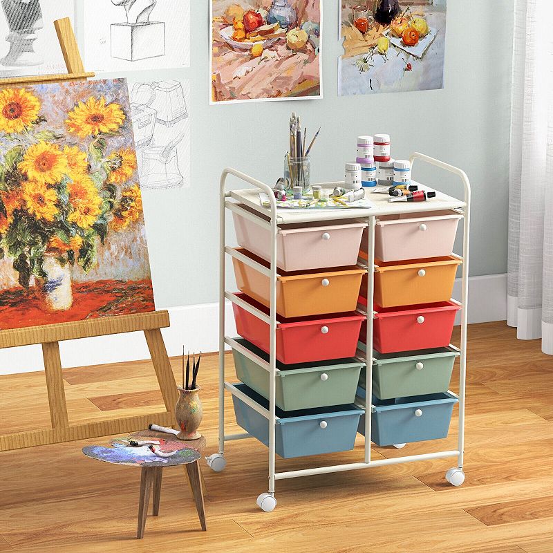 10-drawer Rolling Storage Cart