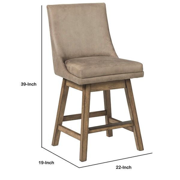 39 Inch Leatherette Padded Swivel Barstool， Set of 2， Beige - 39 H x 22 W x 19 L Inches