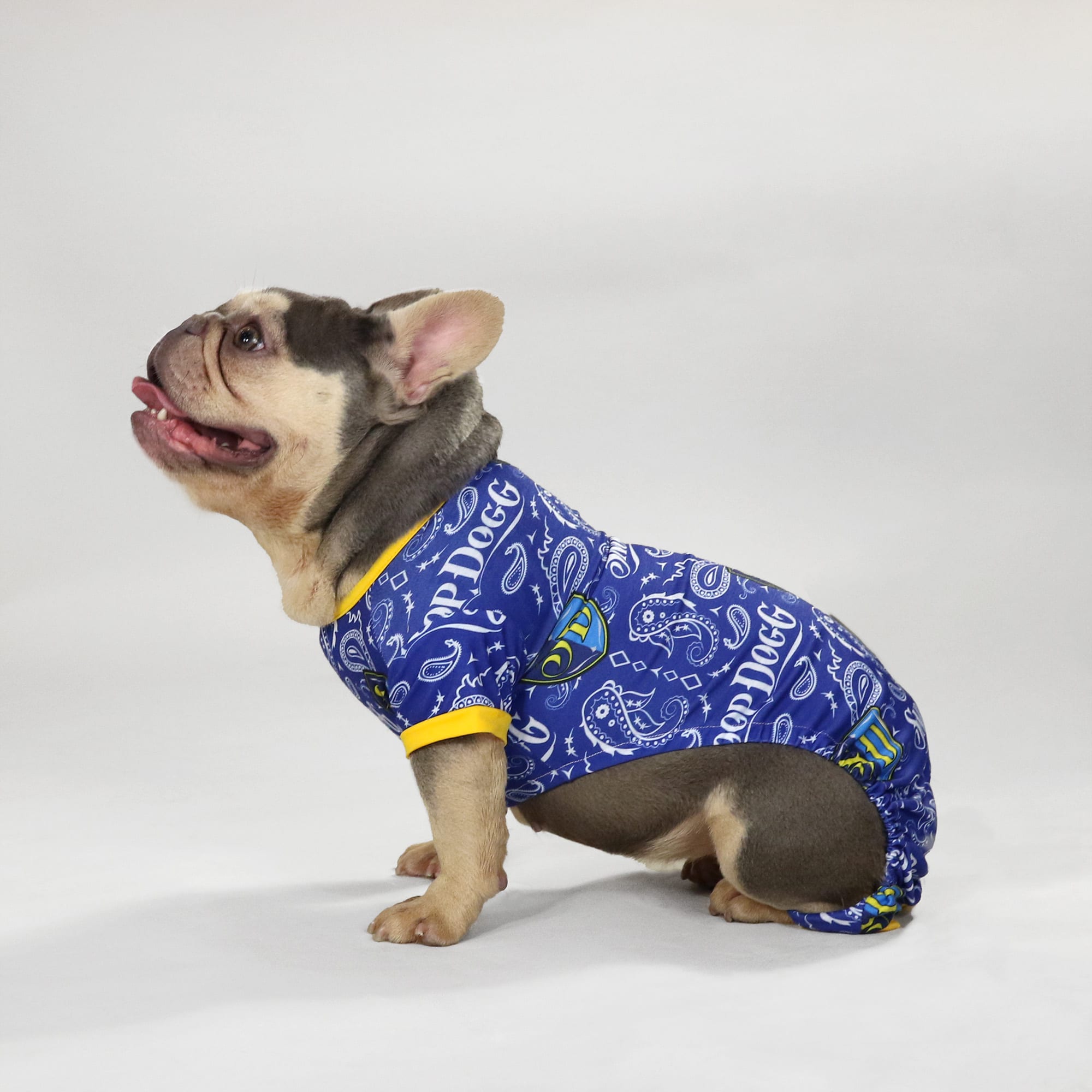 Snoop Doggie Doggs Blue Halftime Deluxe Pet Pajamas， X-Small