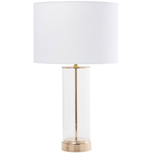 Glass Transparent Base Table Lamp With Drum Shade Gold Cosmoliving By Cosmopolitan