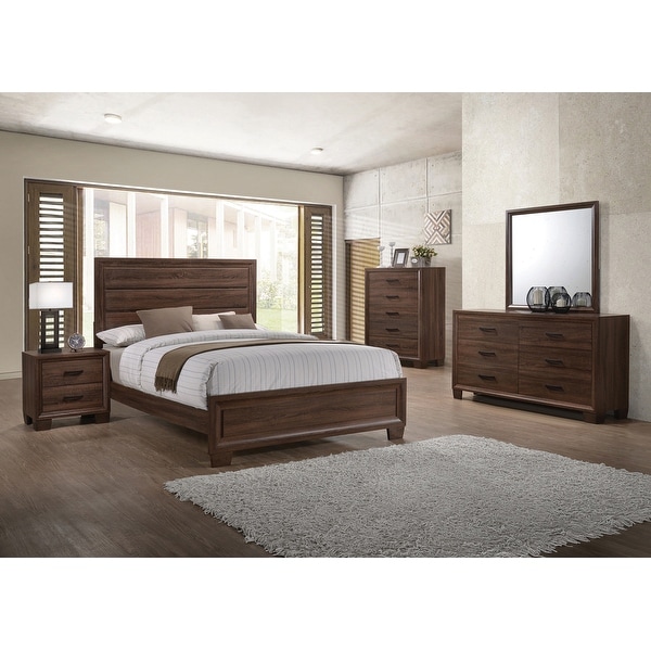 Addison Medium Warm Brown 4-piece Bedroom Set with 2 Nightstands and Dresser - - 35029047