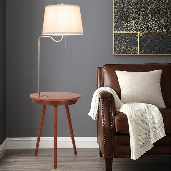 End Table Floor Lamp Table Lighting Wireless， Side Table with Charger