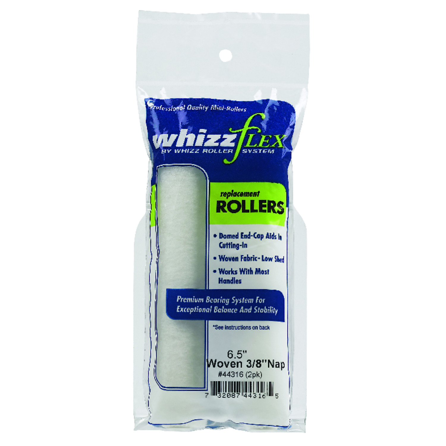 Whizz Woven 6.5 in. W X 3/8 in. Mini Paint Roller Cover 2 pk