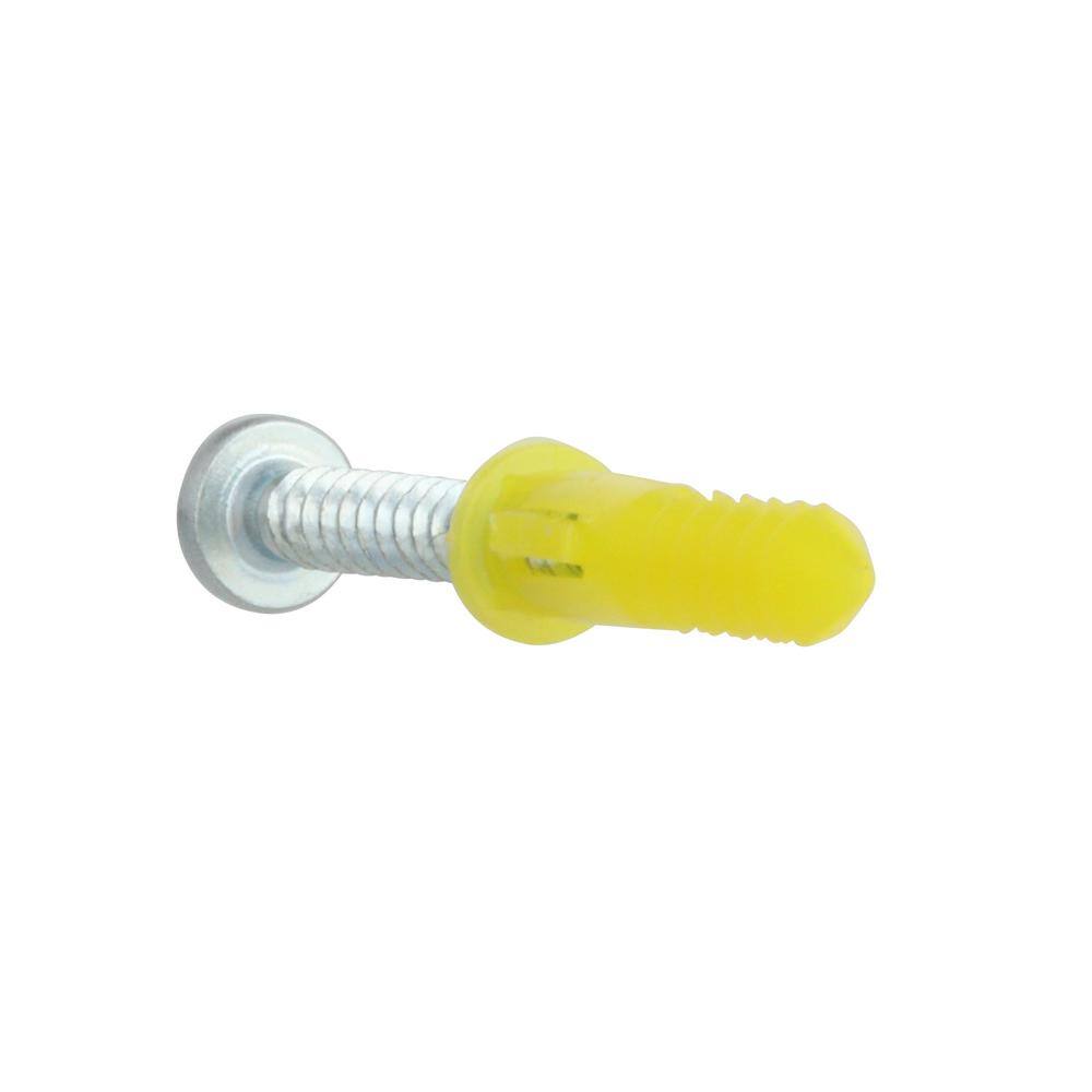 Everbilt #4-6 x 78 in. Coarse Yellow Plastic Ribbed Anchors with Screws (10-Pack) 803802